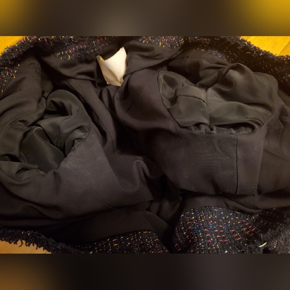 Rebecca Taylor Rainbow Tweed Jacket in Navy. Funfetti. Pleated parts. Size 6. - Picture 12 of 15